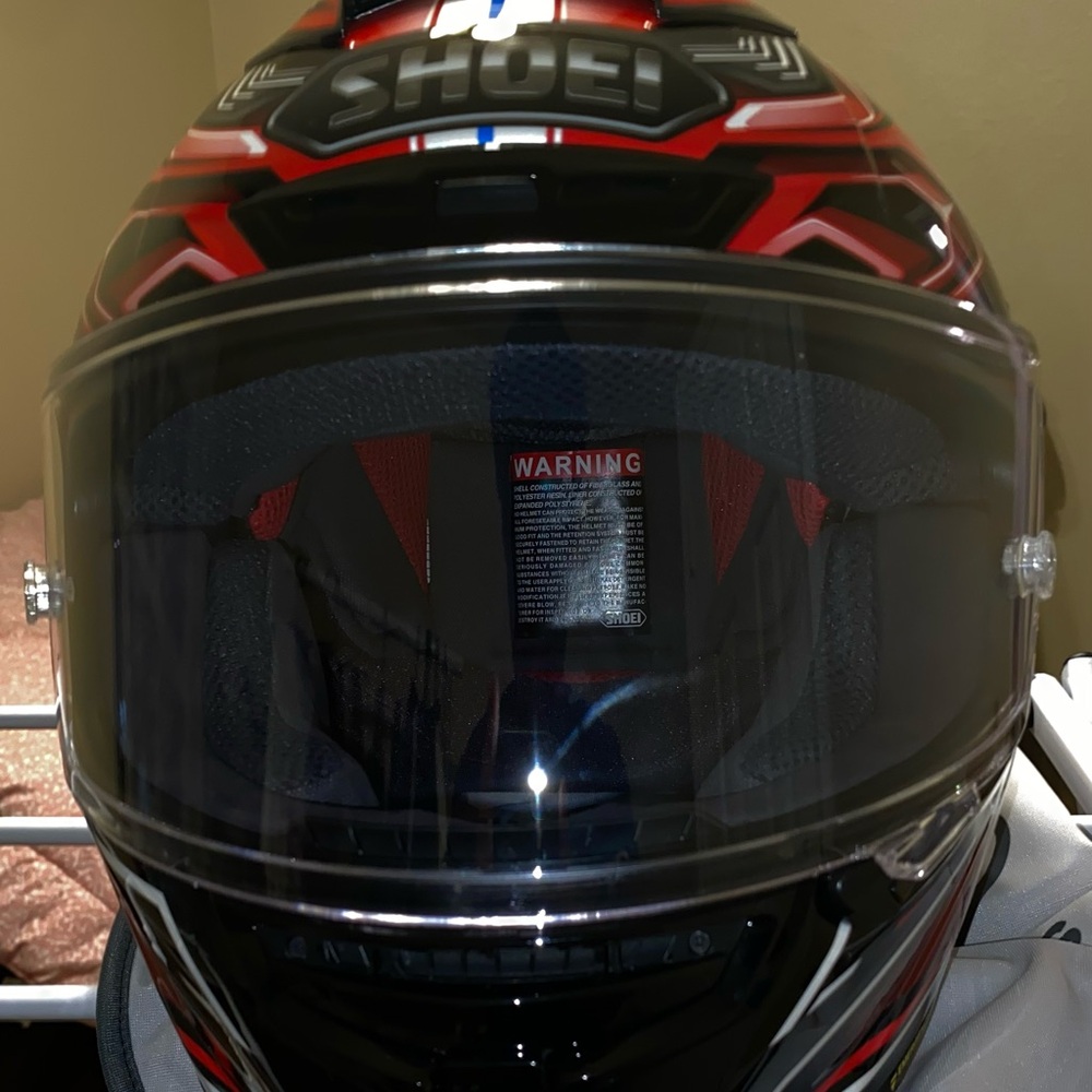 Shoei Black and Red Motorcycle Helmet